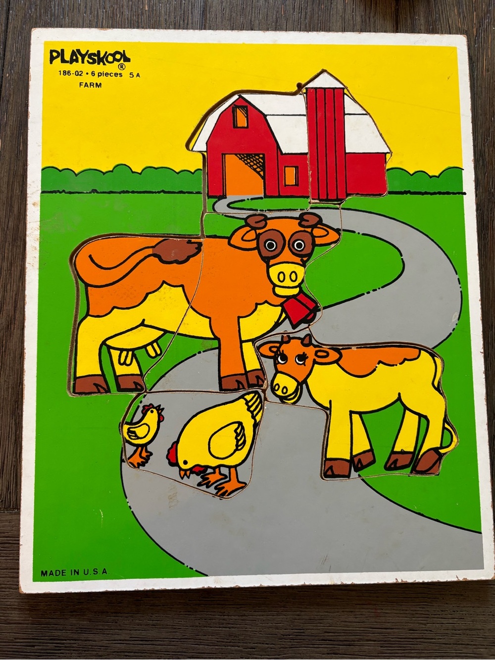 Vintage Playskool Wooden Farm Puzzle